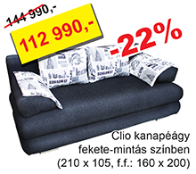 Clio kanapéágy, fekete-mintás színben